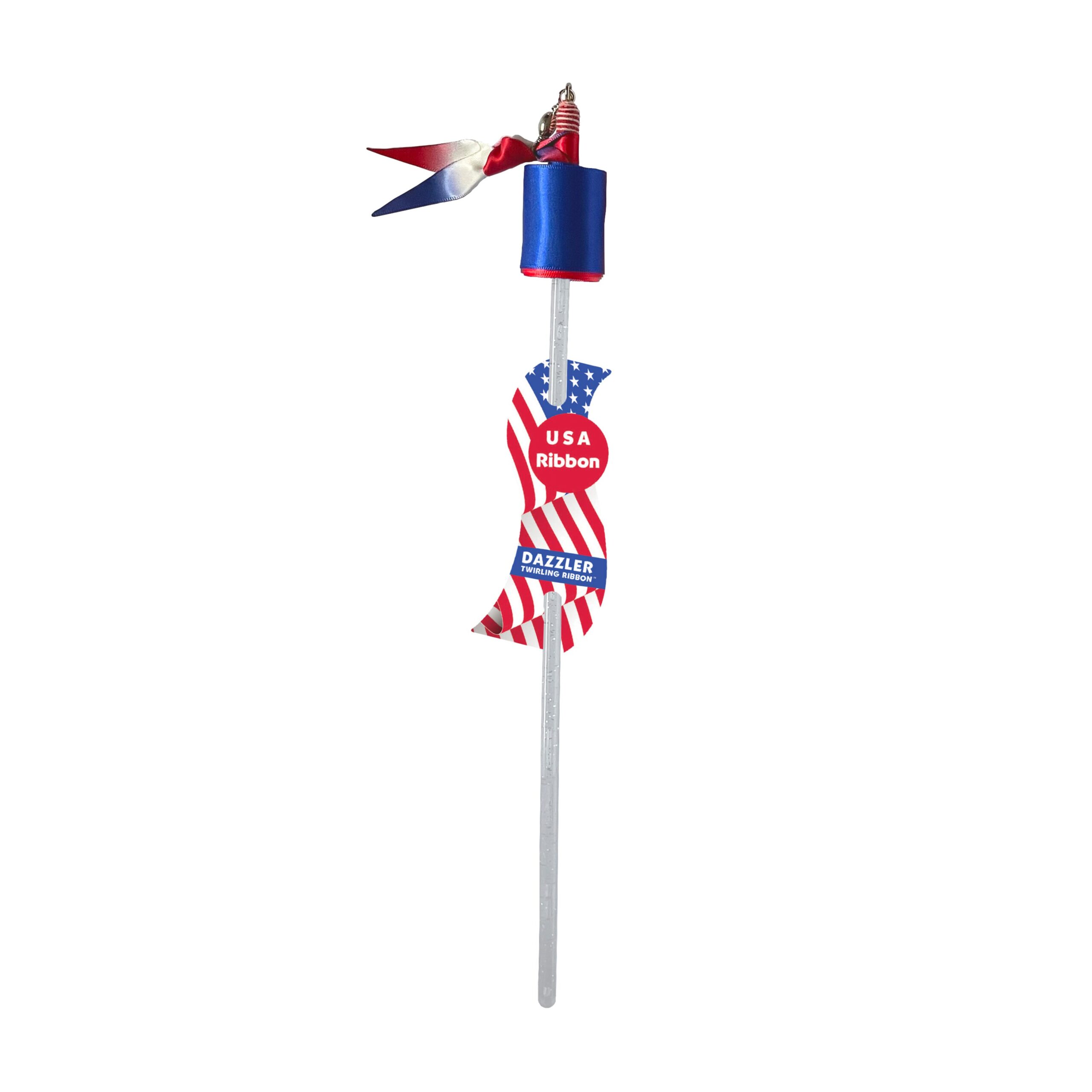 Patriotic USA Dazzler Twirling Ribbon with Glitter Wand - Image 2