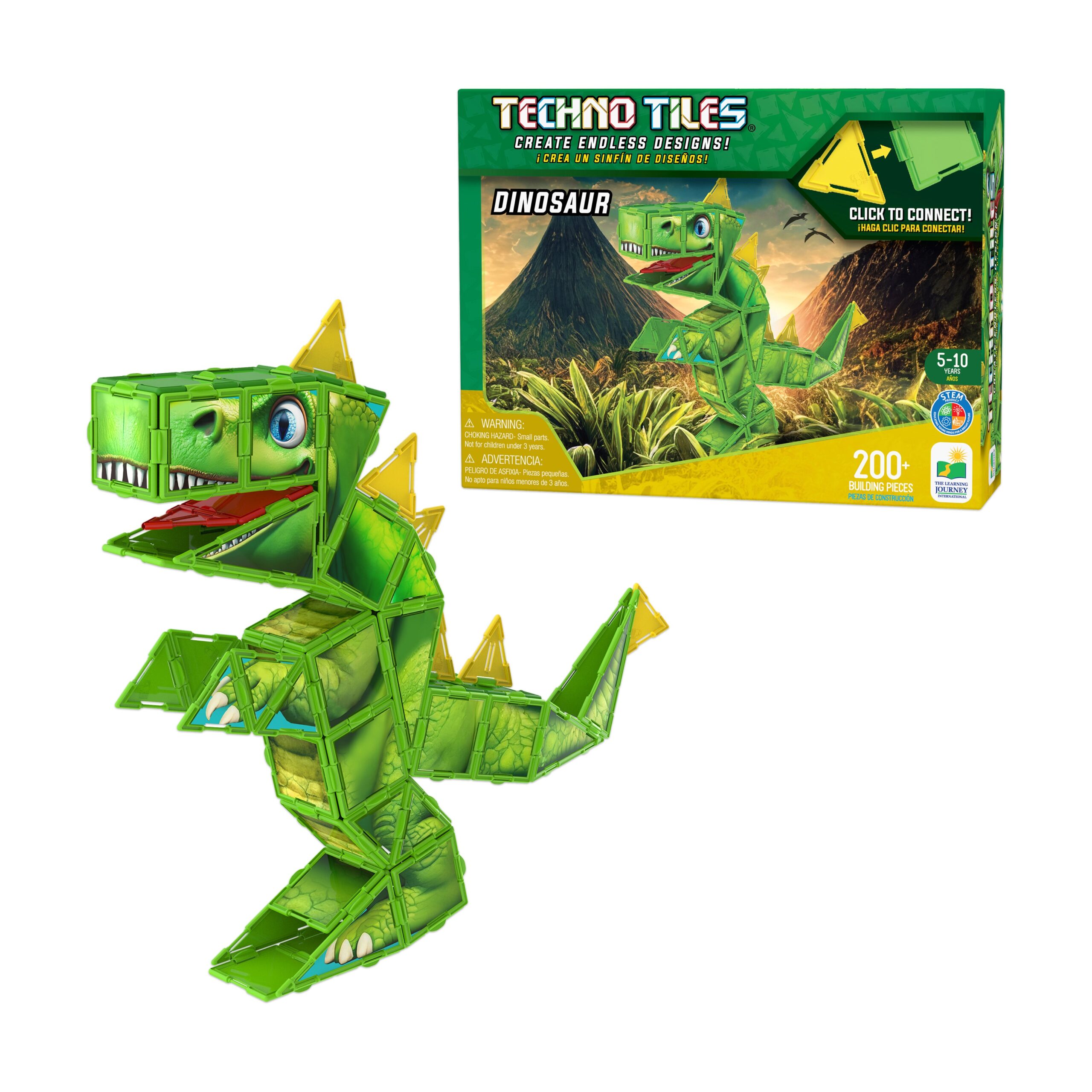Techno Tiles - Dinosaur Creative Building Set, 200+ Pieces - Image 3