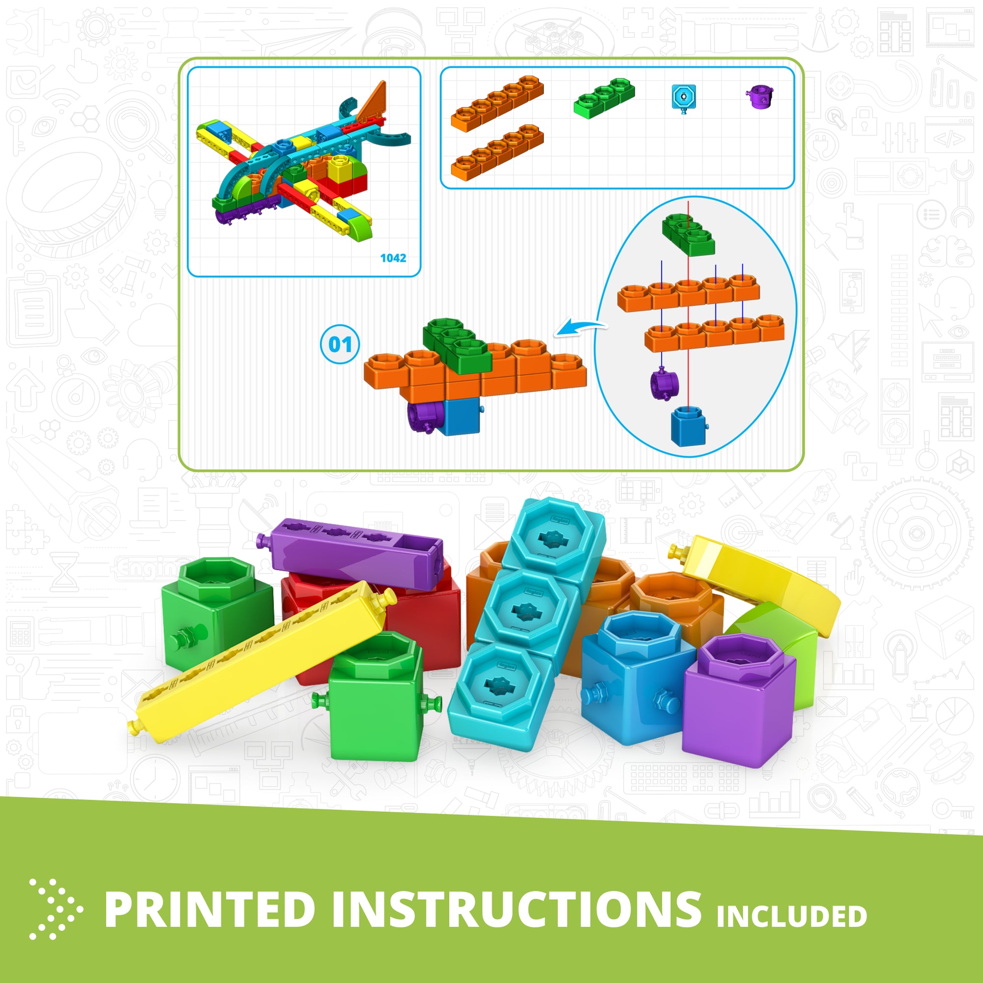 Engino Qboidz 61-Piece Airplane Construction Kit - STEM Educational Toy for Kids Ages 3+ - Image 3