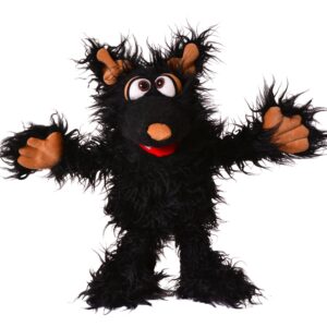Living Puppets Grif The Black Dog - 12" Plush Hand Puppet, Handcrafted