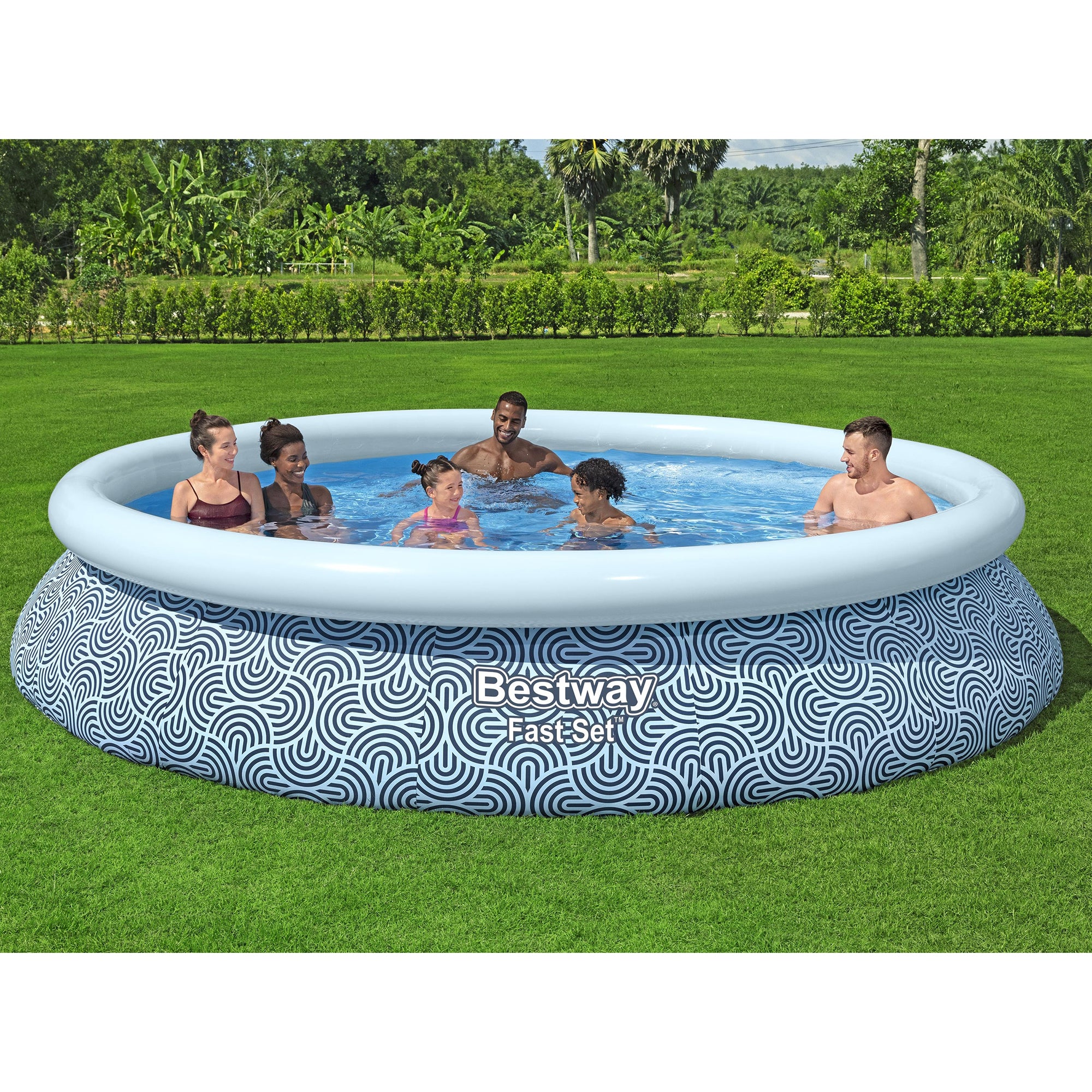 Bestway Fast Set Inflatable Pool - Abstract Blue, 13' x 33" - Image 2