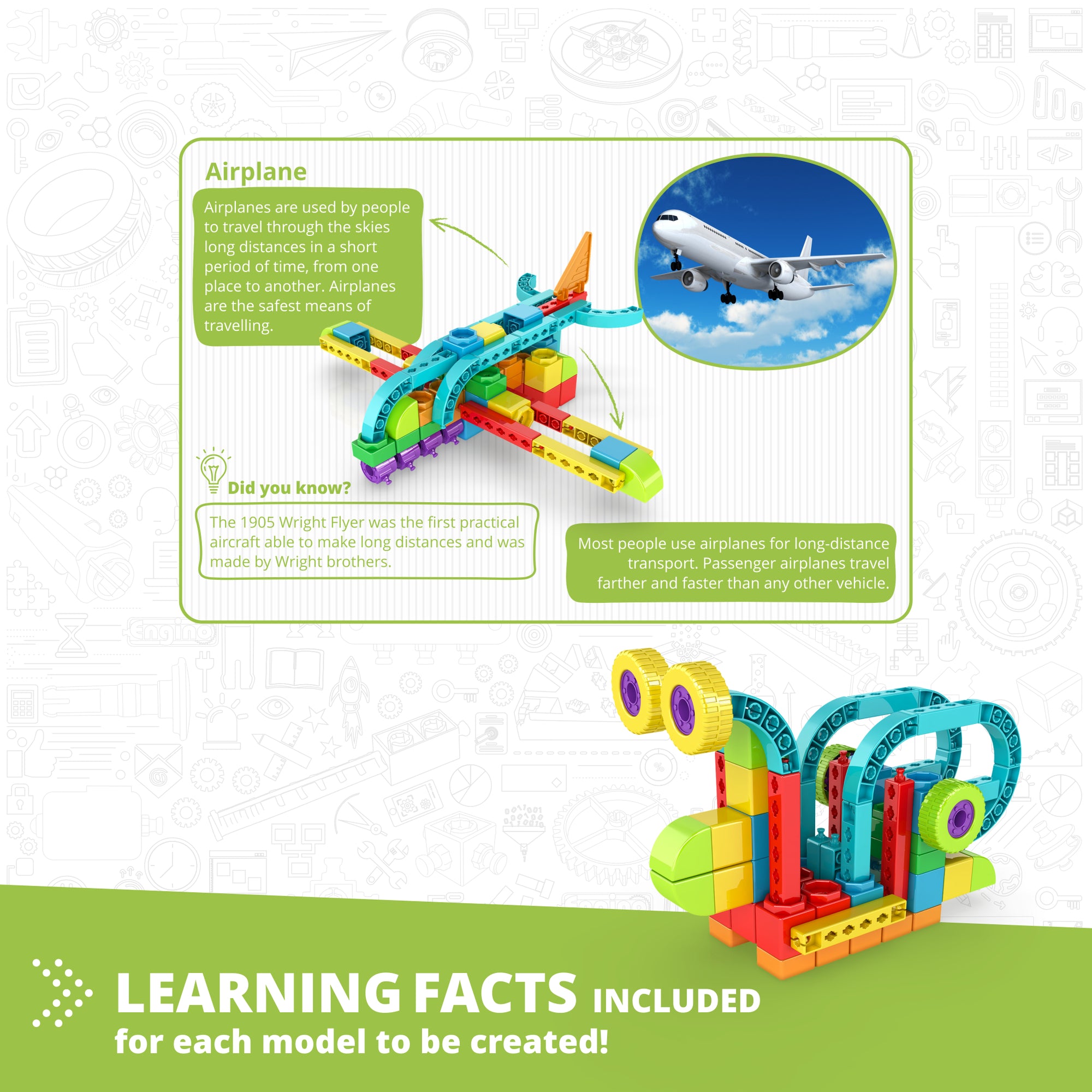 Engino Qboidz 61-Piece Airplane Construction Kit - STEM Educational Toy for Kids Ages 3+ - Image 4