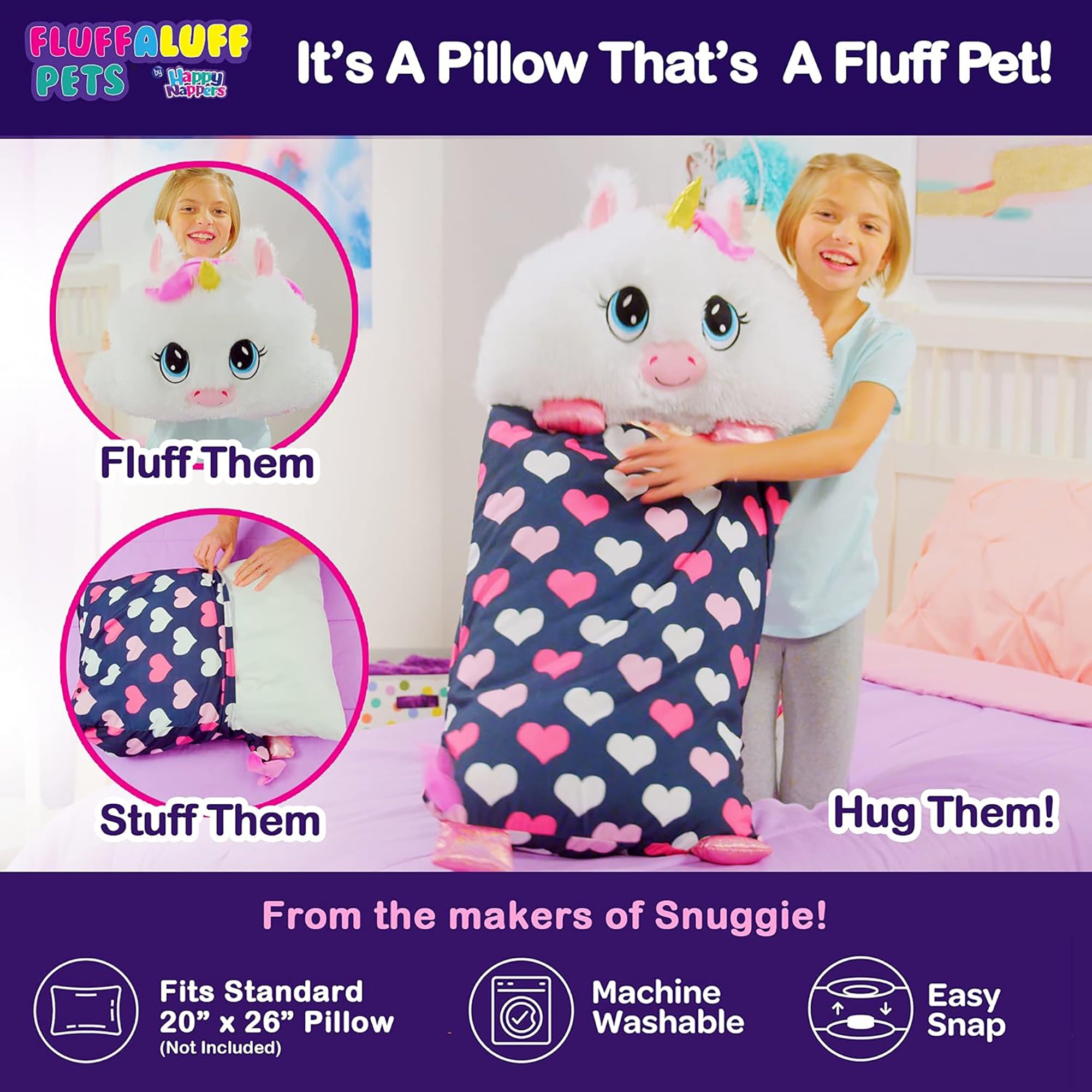 Happy Nappers Arianna Unicorn 36 inch 2-in-1 Play and Sleep Pillow - Image 5